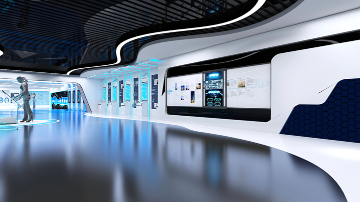企业高科技展厅设计中的滑轨屏应用效果