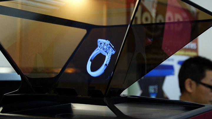 360度钻石戒指全息柜展示效果