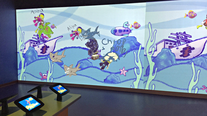 海底世界的墙面互动投影设计