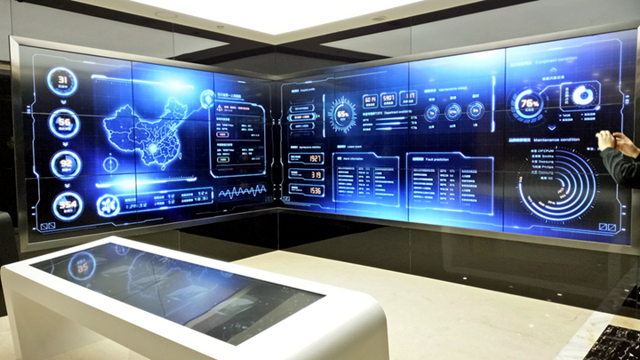 企业展厅中的大屏数据可视化