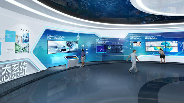 医药科技企业数字化展厅建设整体展示效果