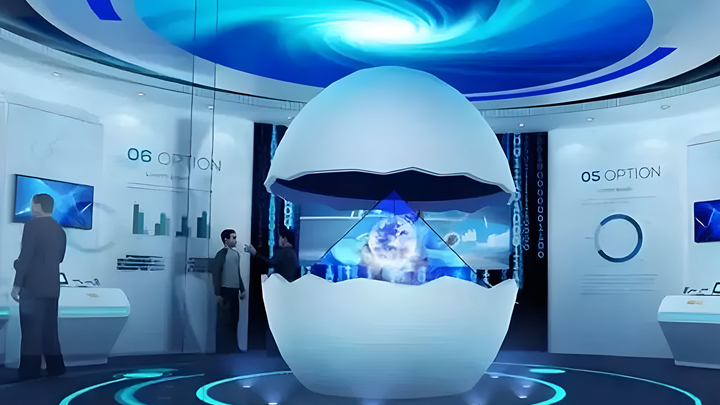 蛋壳造型全息展示柜应用效果